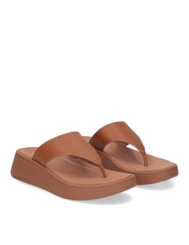 F-MODE LEATHER PLATFORM TOE POST FITFLOP
